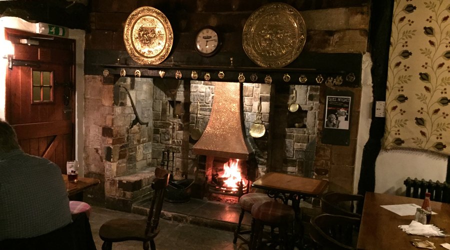 A winter's log fire at The Old Bull !