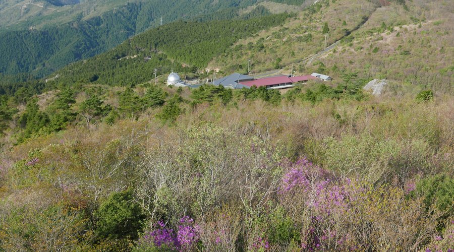 展望台から山荘梶が森を望む。