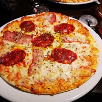 Ham and pepperoni pizza