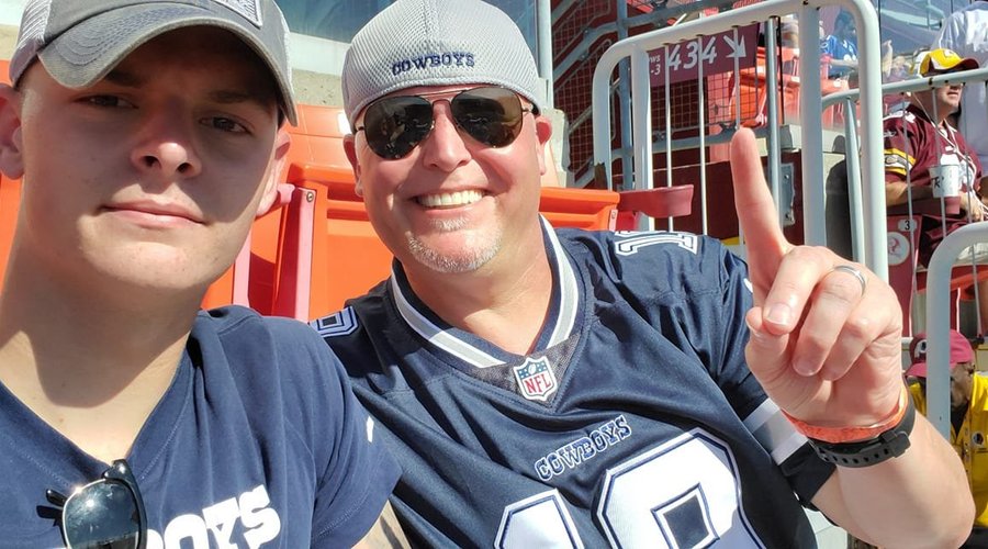 My son and me during the Cowboys/Redskins game at FedEx Field.