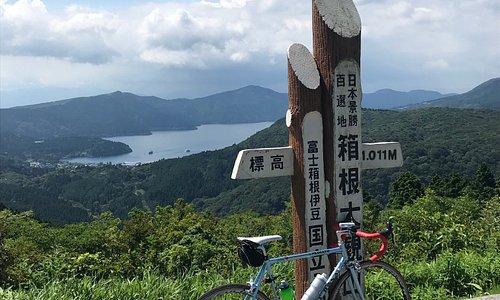From top of Mt. Taikan (Daikanzan) to see Lake Ashi (Ashinoko)
