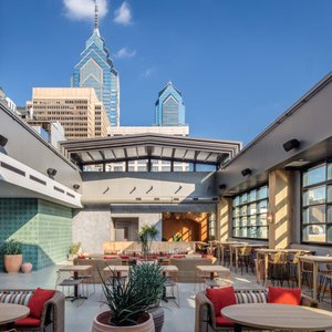 Motto by Hilton Philadelphia Rittenhouse Square in Philadelphia, image may contain: Interior Design, Bed, Furniture, Wood