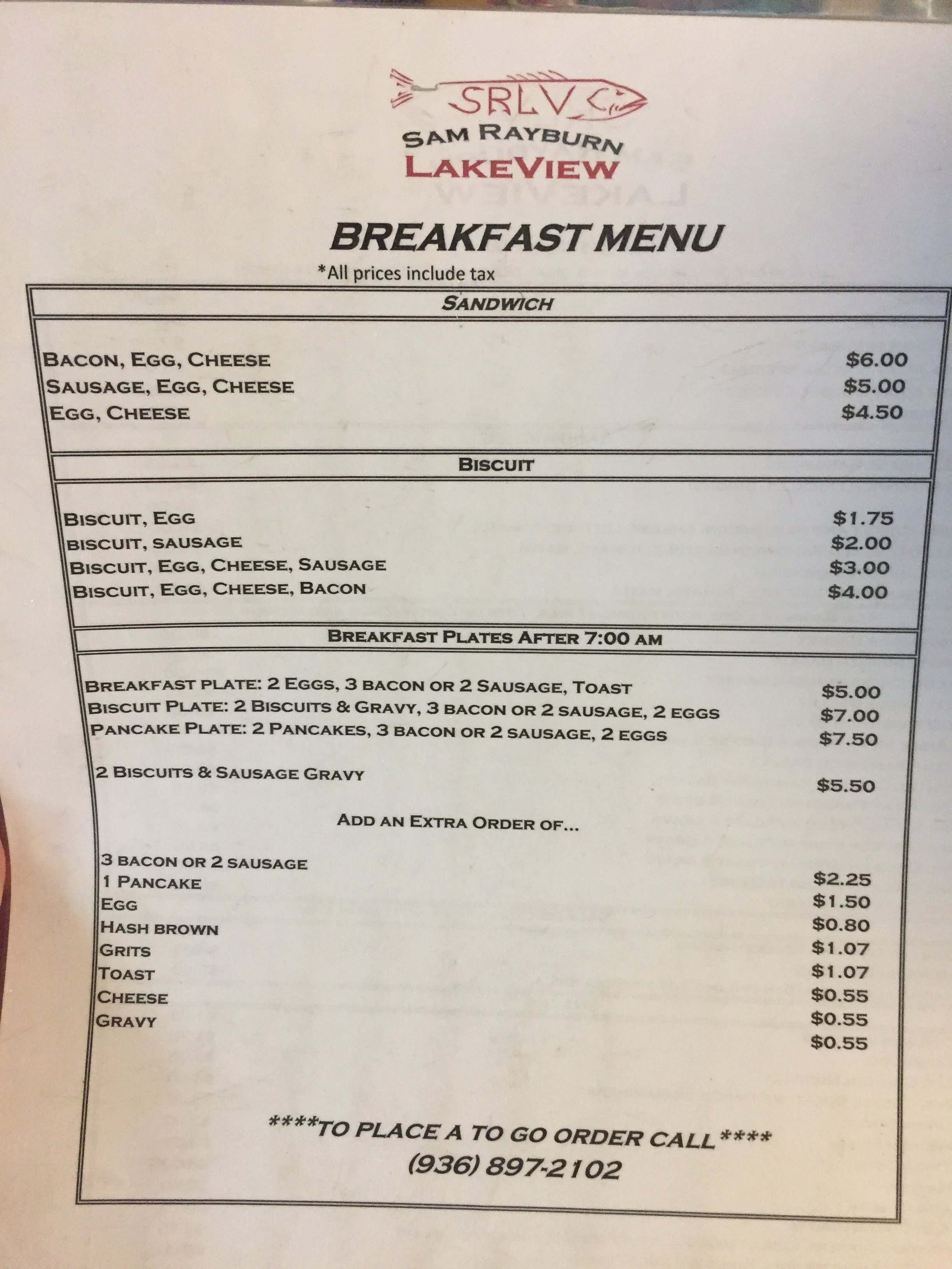 LAKEVIEW MOTEL RV AND GROCERY Zavalla TX Tarifs 2024   Breakfast Menu 