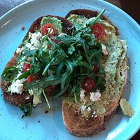 The Lookout Cafe Echo Point - smashed avo on toast - very tasty