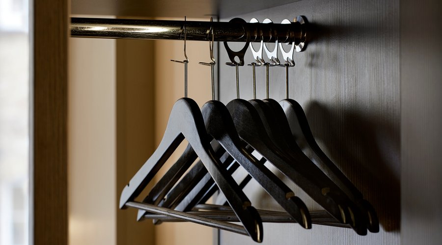 Premier Inn wardrobe with clothes hangers 