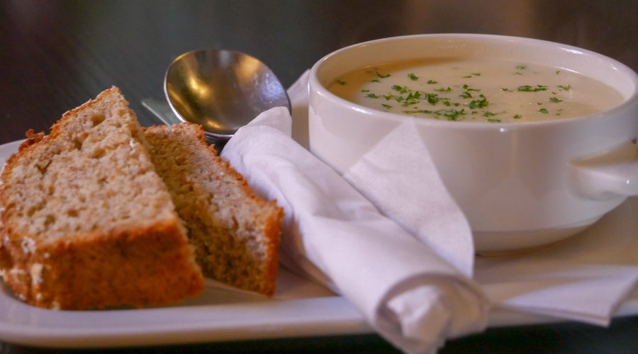 Our fresh homemade soup made from seasonal ingredients. A trademark of Con’s lunches. 