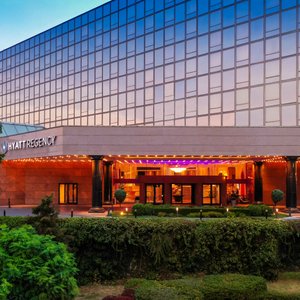 Hyatt Regency Belgrade in Belgrade, image may contain: Office Building, Convention Center, Hotel, Shopping Mall