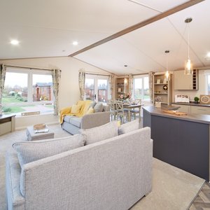 Open plan kitchen in dog friendly lodge B33