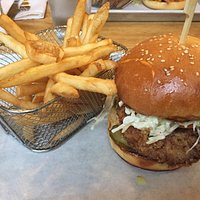 Crispy Chicken sandwich. (should have gotten slaw on the side as this makes the whole sandwich soggy). Very delicious though!
