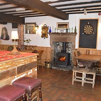 Bar with a roaring log burner