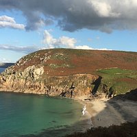 Looking down from the coastal path