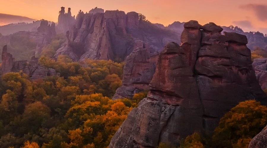 A setting sun sets the scene for Belogradchik Rocks, one of Bulgaria's most dramatic natural treasures.