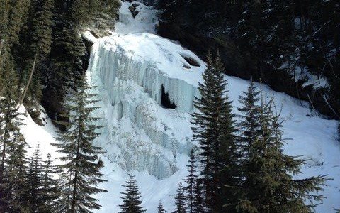 Pyramid Creek Falls from the train (Via) in February.