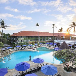 Bali Dynasty Resort Hotel in Kuta, image may contain: Hotel, Resort, Building, Outdoors