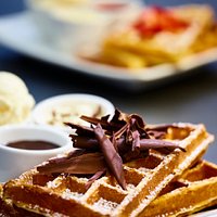 Belgian style waffles with real couverture chocolate!