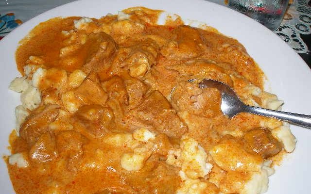 Veal Paprikash; note generous portion