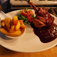 Lamb Shank served with chunky chips