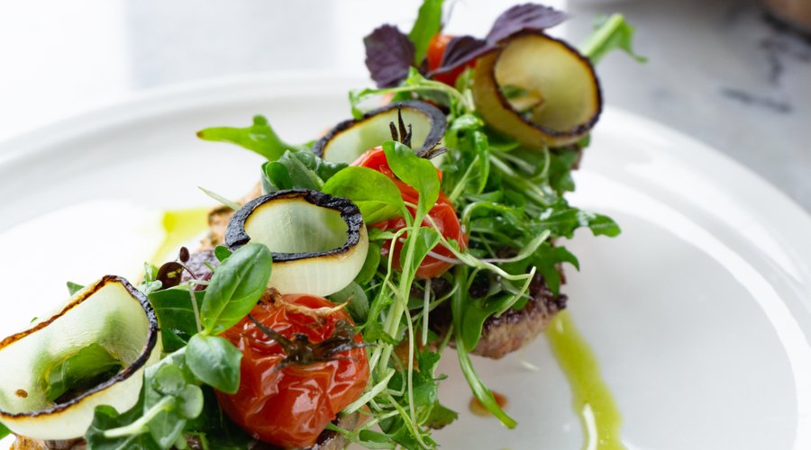 Steak sandwich with micro herb salad