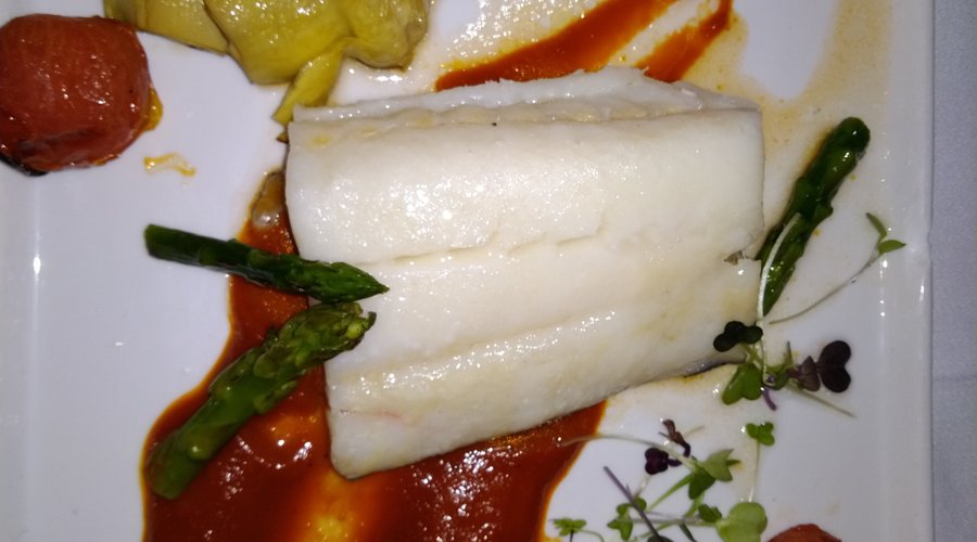 Bacalao al ajo arriero con mermelada de pimientos