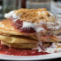 Strawberry Cheesecake Pancakes, $18