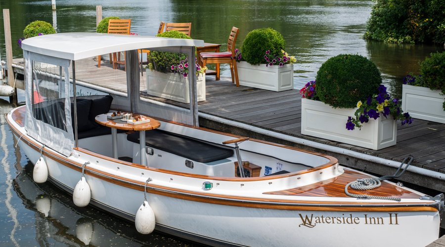 Our electric launch, The Waterside Inn II available from April to September.