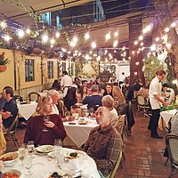 Outdoor patio at Buona Tavola, San Luis Obispo.
