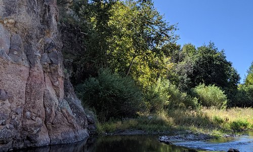 View on a hike that wove back and forth across the Gila River. There are many, many lovely stone formations and canyon walls throughout the forest/wilderness. 
