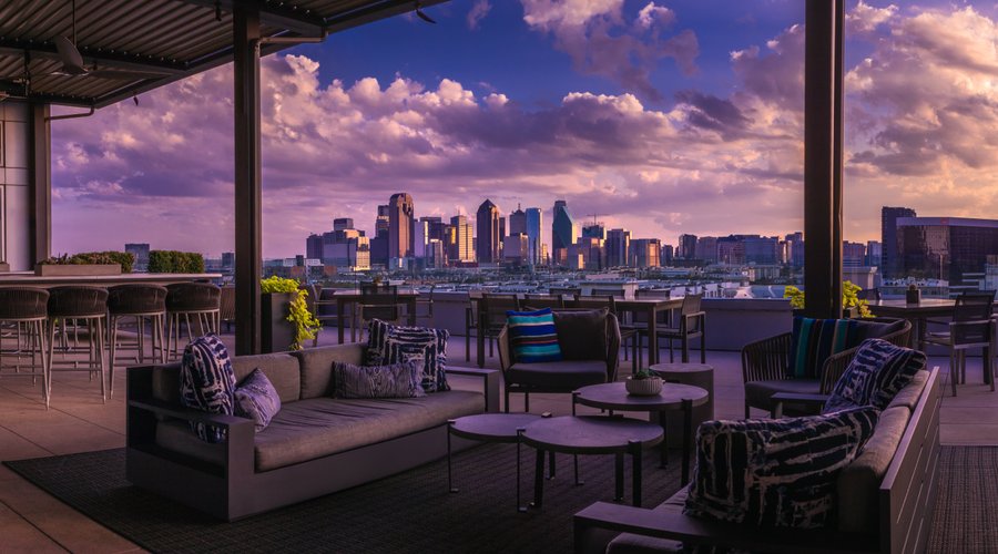 View of Dallas Skyline from Upside rooftop bar