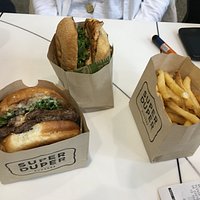 Super Burger, chicken sandwich, fries