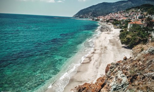 The picturesque Plomari of Lesbos Greece. 