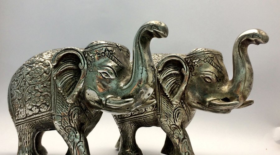 Pair of silver elephants