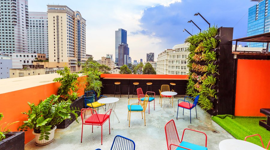 The rooftop spot for sunset view.