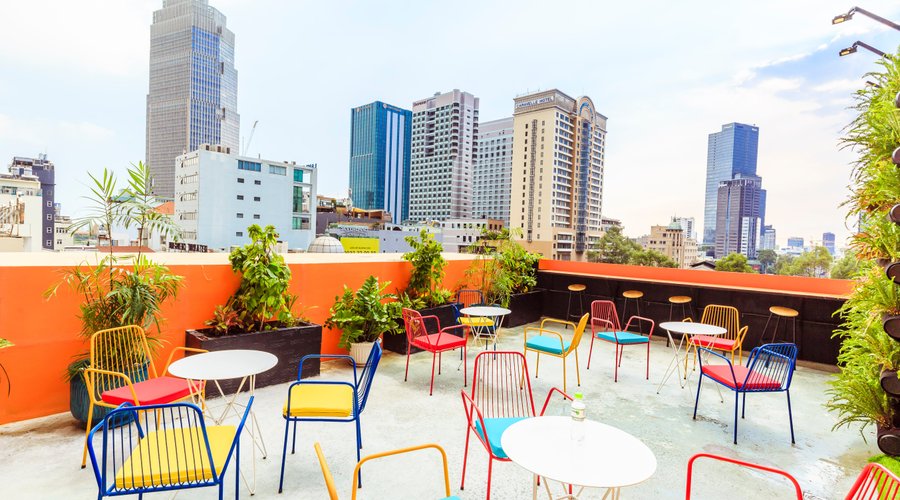 The rooftop spot for sunset view.