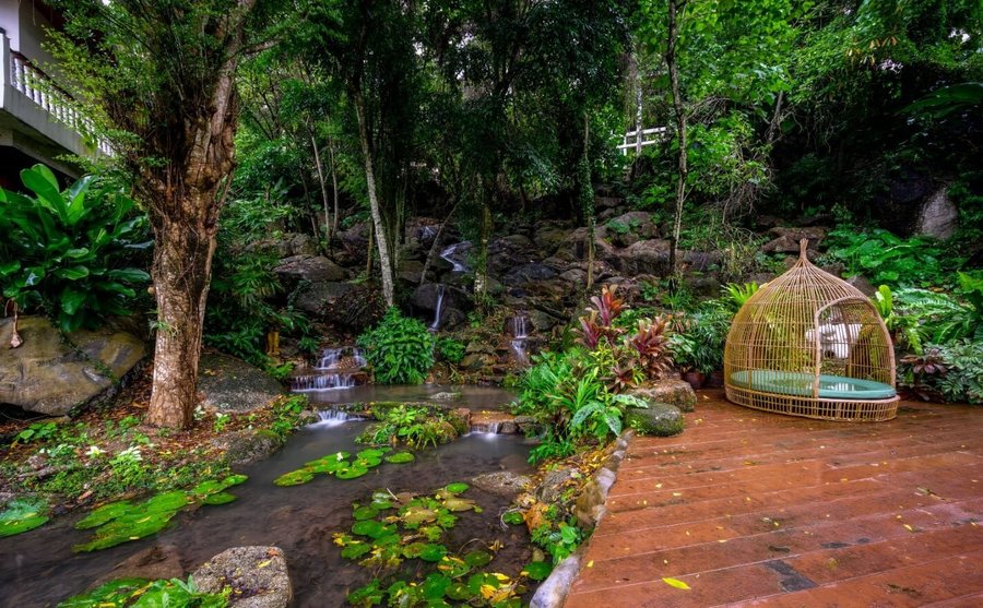 Waterfall and Garden in Namaka Resort Kamala
