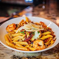 Spicy Chicken and Shrimp Romano Pasta