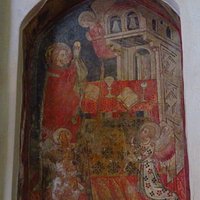 affresco che riproduce la S.Messa nel lato sx del cappellone