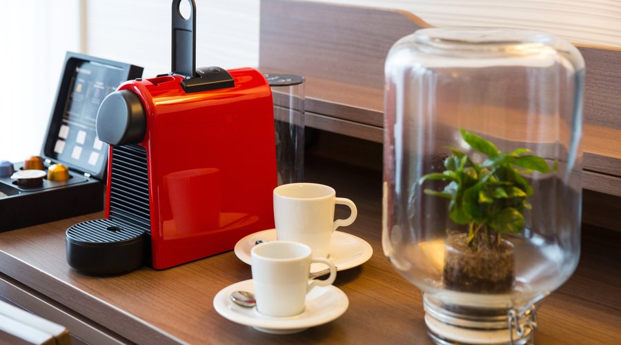 Nespreso capsule machine in each guest room