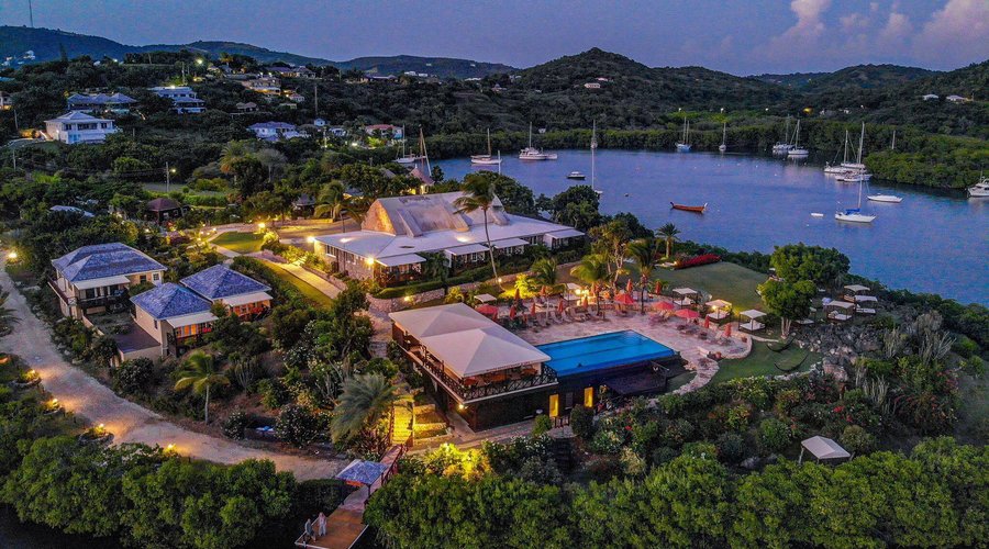 Evening Shot of the Boom Restaurant at the Gunpowder House & Suites.