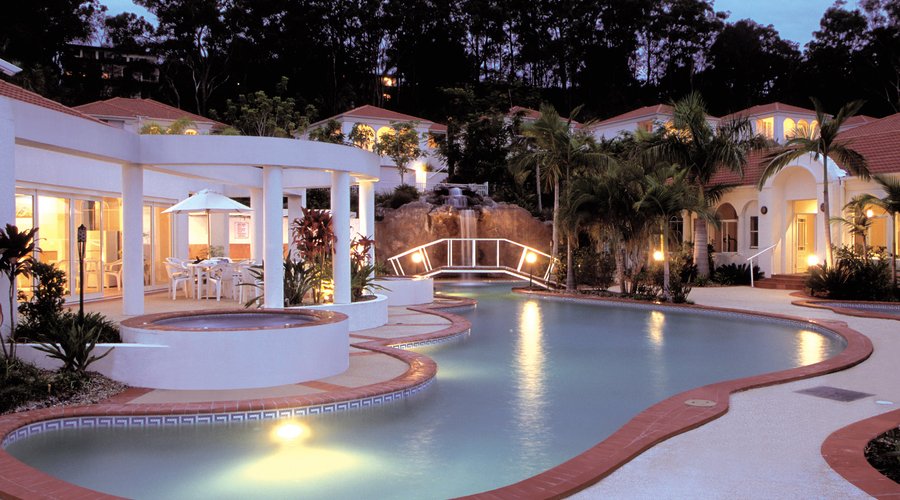 Outdoor Swimming Pool with Waterfall