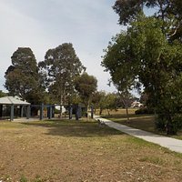 shelter and path through the park
