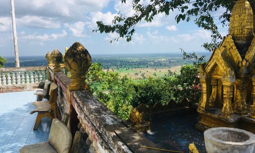 The buddhist temple on the mountain of the bat caves in Battambang province, Cambodia.