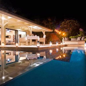 Horizon Spa Villa house deck at night.