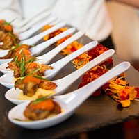 Grilled Shrimp & Grits with Sweet Potato Coulis