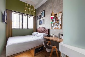 Hotel G Singapore in Singapore, image may contain: Dorm Room, Bed, Bedroom, Interior Design