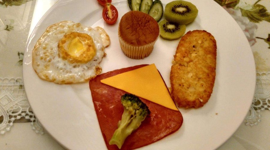 Odd mix of breakfast items