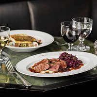 Pan Roasted Venison, braised red cabbage and spiced jus - The Delaunay