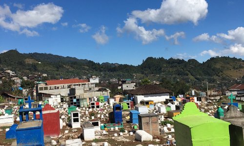 The weirdest cemetery I ever seen. Most tombs don’t have names and there are small concrete blocks on top of them to burn copal - the resin of pine trees.