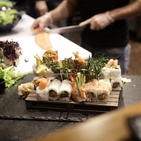 Sushi in progress.
