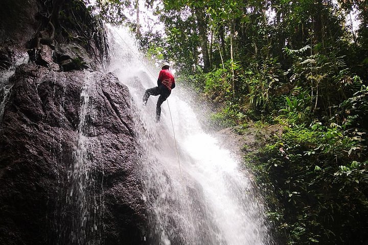 abseiling down park waterfalls