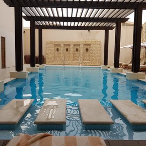 Relaxing by the pool